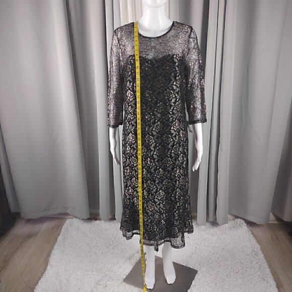 I.N. Studio Black Dress with Gold Overlay Cocktail, Evening Dress Size 14 (NWT) - Picture 5 of 13